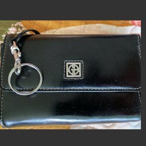 Giani Bernini Black Leather Wallet Pocketbook Zip Pouch w/ Pen + Key Ring NWOT